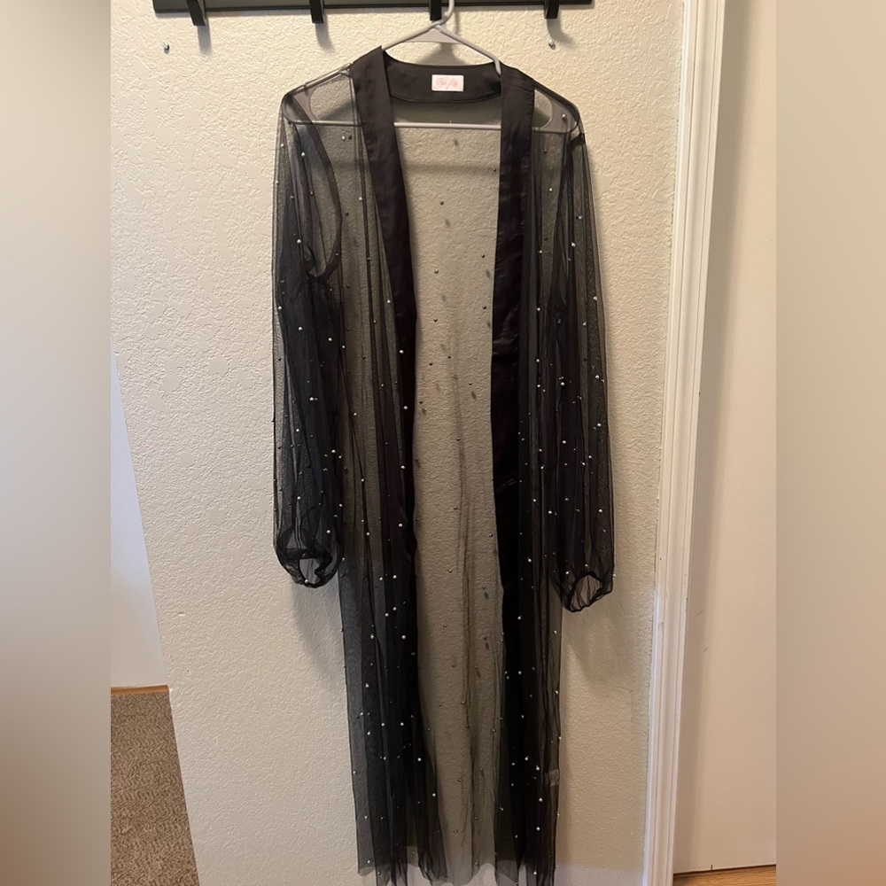 Pink Lily embellished kimono